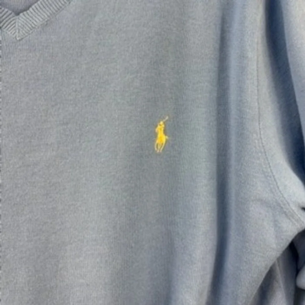 Polo Ralph Lauren Sweater Men's Size Large Light Blue 100% Pima Cotton V‎ Neck